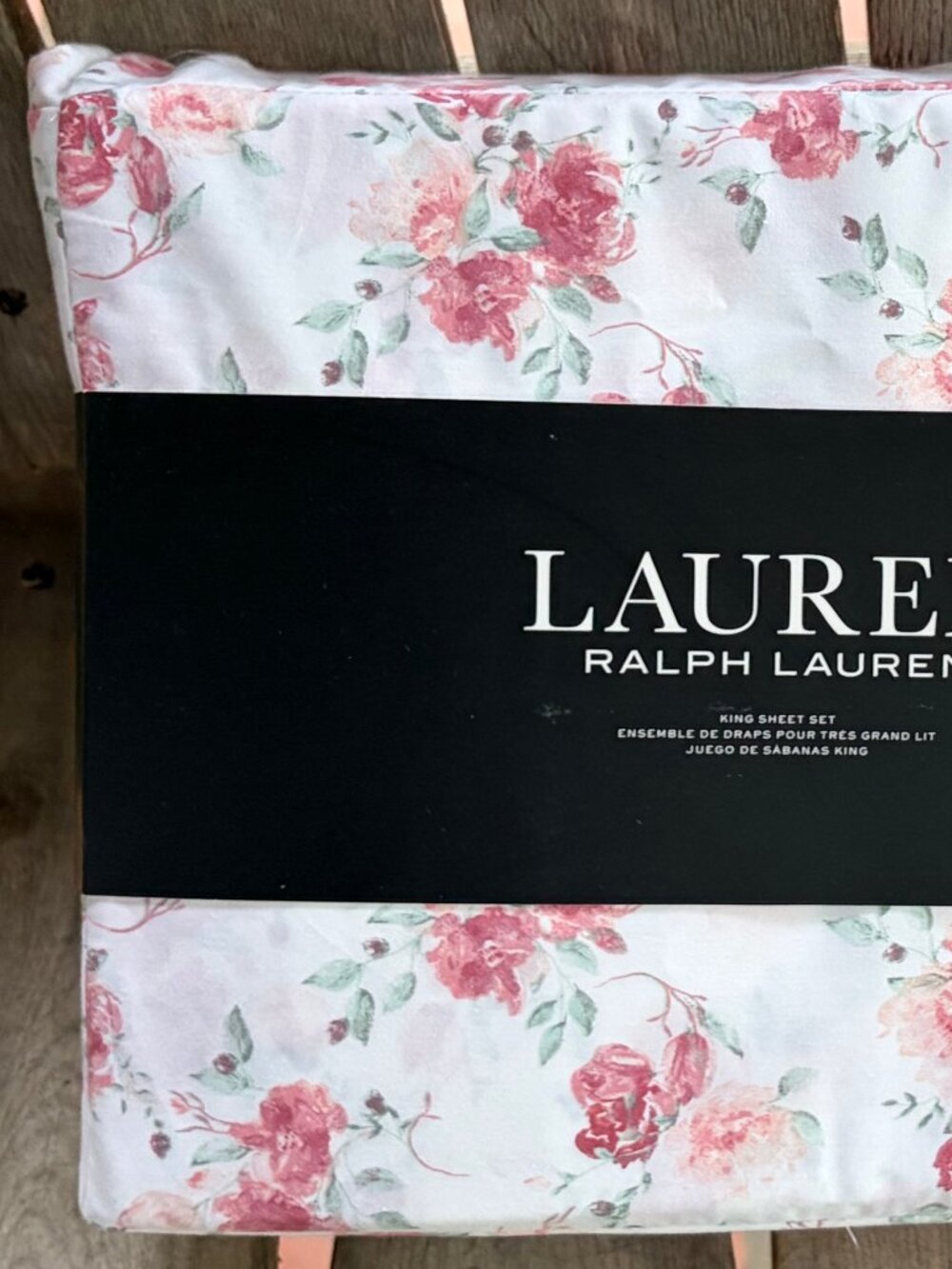 NEW Ralph Lauren LARGE ROSES King Size Crisp Cotton Sheet Set